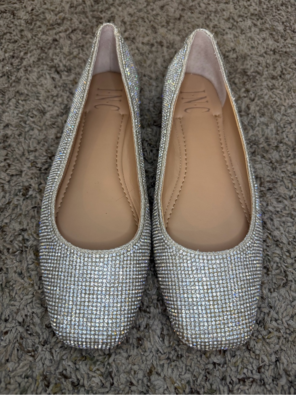 INC International Concepts Silver Sparkle Flats
